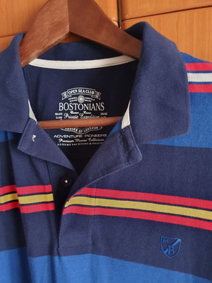 The Bostonians Sailing Polo shirt Large 100% cotton colorful striped like new