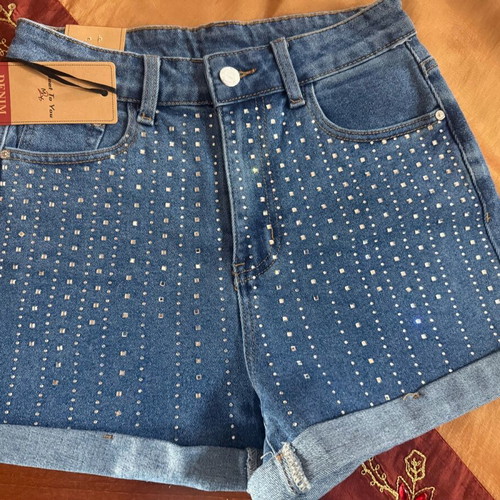 Denim shorts with rhinestones new