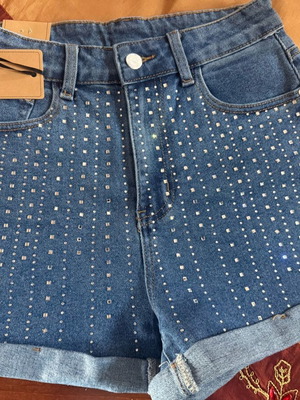Denim shorts with rhinestones new