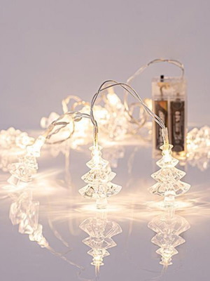 LED Christmas Lights with Acrylic Trees Warm Light Battery Powered