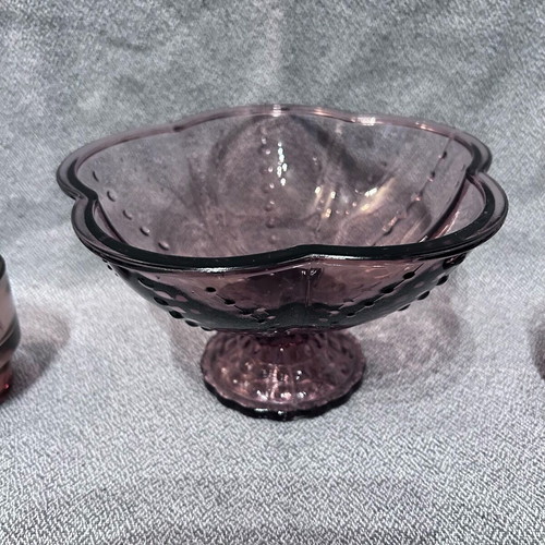 Decorative bowl and candle holders like new, clear glass