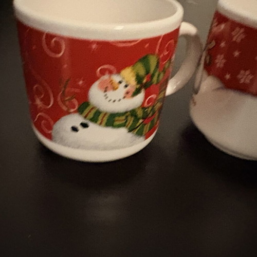 Snowman Christmas mugs set of 2 ceramic cups