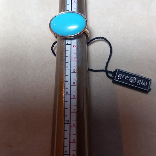 Gregio rose gold ring with turquoise stone new