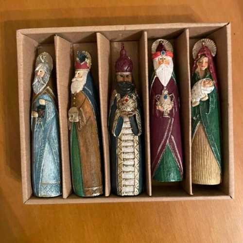 Set of 5 Christmas figures of Holy Family and Three Wise Men new