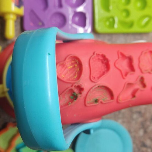 Playdough accessories used, 55 molds, 14 tools and machine