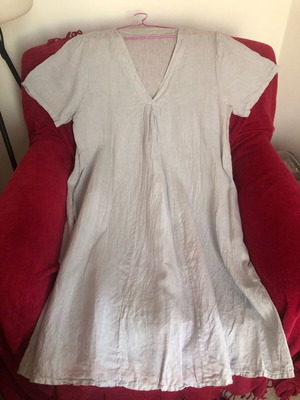 Linen short-sleeve dress like new, light gray - ciel