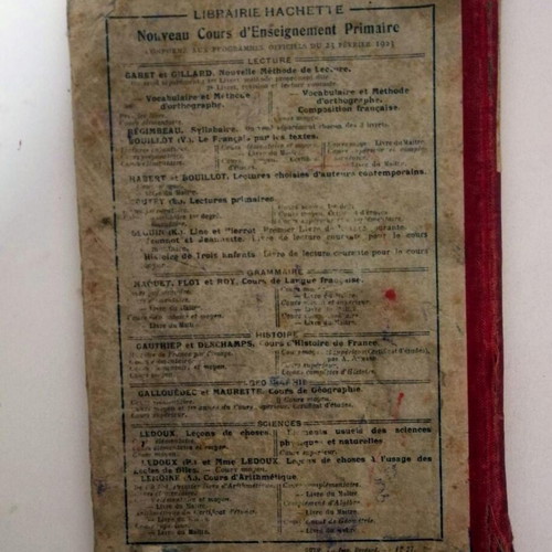 Librairie Hachette Cours primaire de grammaire française book, early 20th century