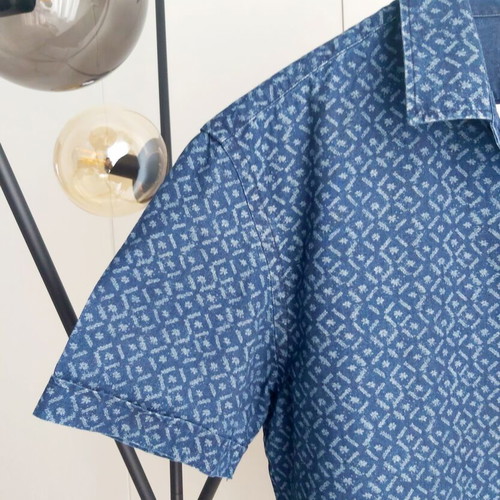 Celio jean shirt blue, short sleeve, size large, like new