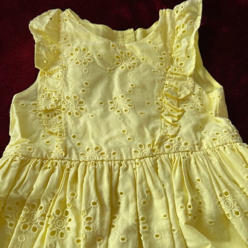 Mothercare baby dress for girl 12-18 months 86 cm yellow with embroidery and lining like new
