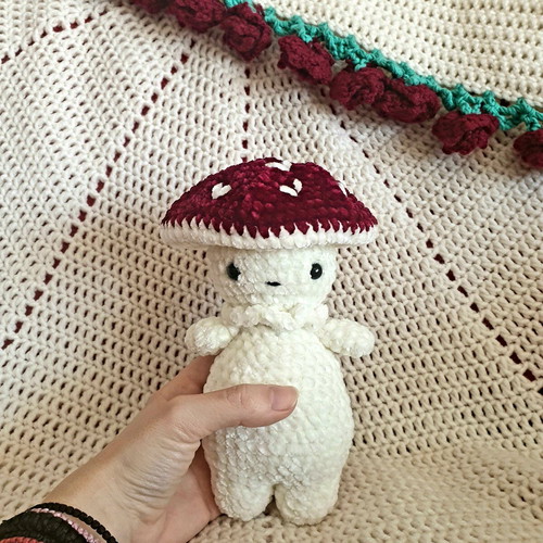 Mushroom guy knitted teddy bear new, handmade