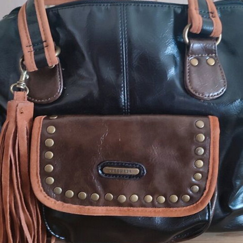 Carpisa handbag black and brown, like new with suede details