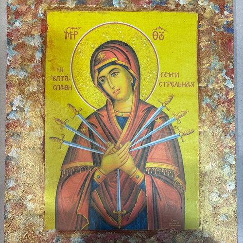 Panagia I Eptaspathi handmade icon, size 30x46, new