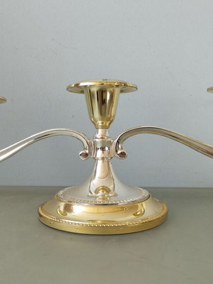 Vintage/Ρετρό κηροπήγιο 3 θέσεων μεταχειρισμένο, δίχρωμο (χρυσό & ασημί)