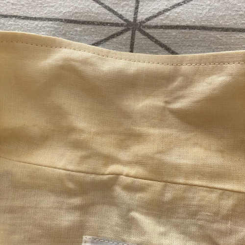 Linen dress in brick red with beige like new, size L