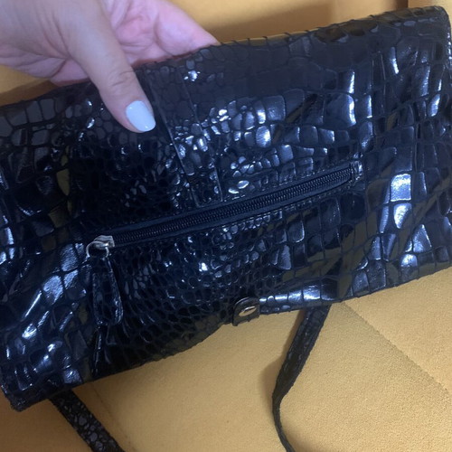 Black Croco Envelope Bag crossbody like new, patent leather