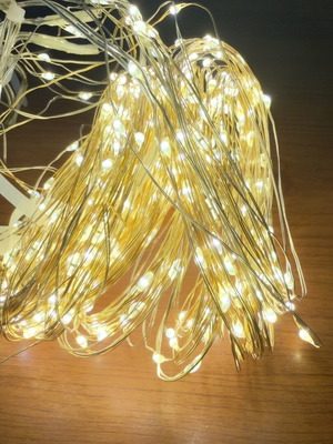 Κουρτίνα Eurolamp με 400 mini LED λαμπάκια, ασημί σύρμα, θερμό λευκό, 200x200cm