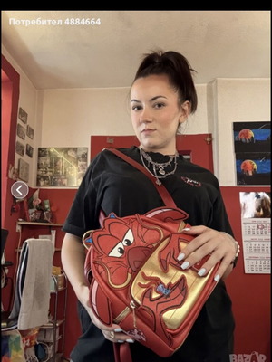 Disney Mushu Bag and Wallet set like new, red backpack