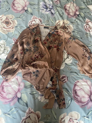 Zara satin bodysuit shirt, multicolor