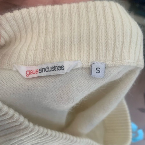 Gsus knitted strapless top like new, white, size S