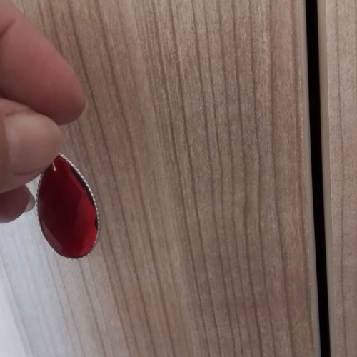 Silver 925 earrings with red zircon stone like new