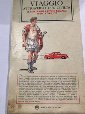 Italy Tourist Map 1960 used, Italian language