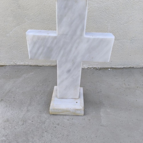 Handmade marble cross with base 48x30 vintage