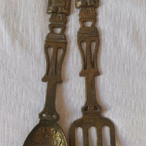 Bronze cutlery used, 35 cm, set of 2