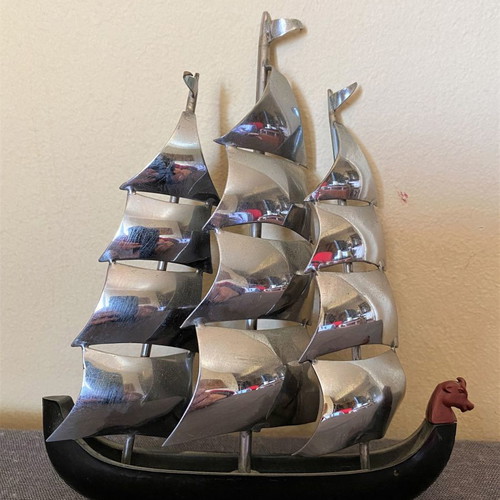 Decorative ship used with metal sails from the 1970s