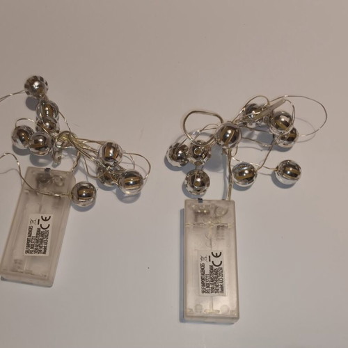 Set of 2 decorative LED garlands with silver balls like new