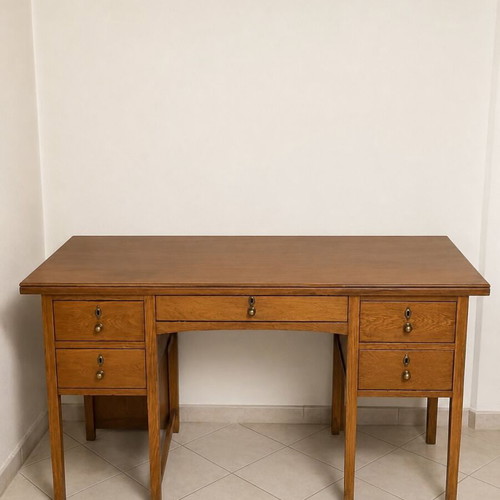 Antique desk made of natural wood used