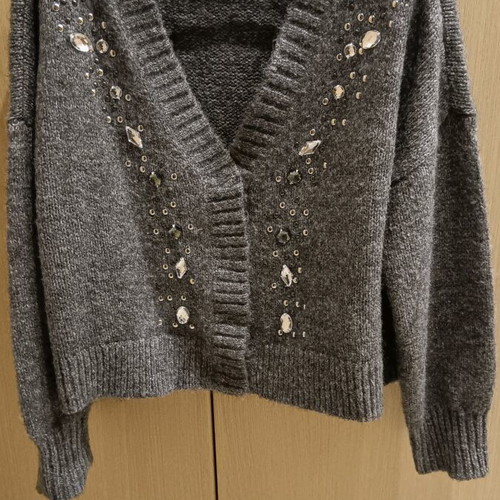 Studio Untold Oversize Cardigan with Pearls like new, gray, size XXXL