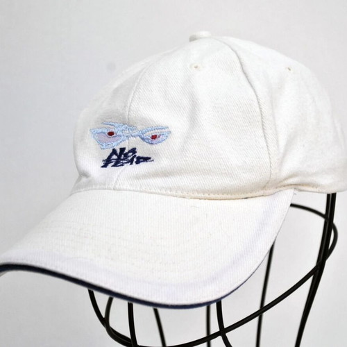 No Fear Vintage White Baseball Cap with Embroidered Logo and Eyes Y2K
