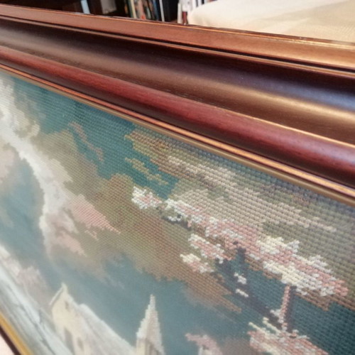 Embroidered painting used antique with ornate frame 120x60cm