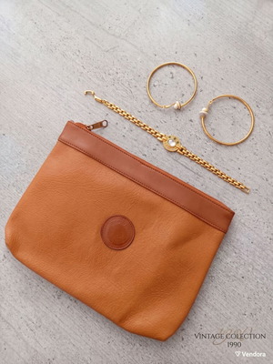 Vintage 1990 jewelry set with camel clutch bag