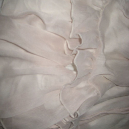 Baby doll dress with floral appliques, peach chiffon