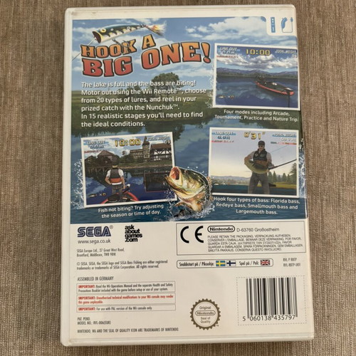 Sega Bass Fishing Nintendo Wii game used, English version complete