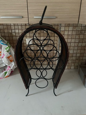 Wine rack like new for 9 bottles wood and metal