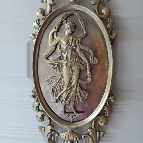 Brass Door Crest with Goddess Aphrodite, like new, 1910s