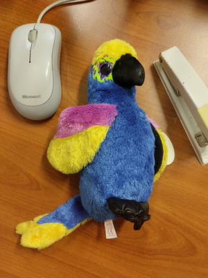 Plush parrot with glass eyes like new