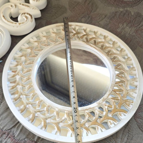 Set of 2 Wall Mirrors vintage shabby chic style white and gold