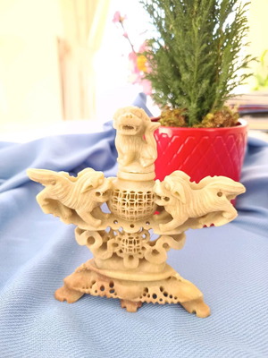 Chinese steatite stone incense burner used