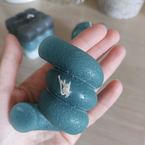 Handmade candles new, pack of 4 in petrol color