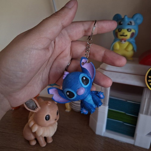Stitch 3D printed keychain new, hand-painted PLA