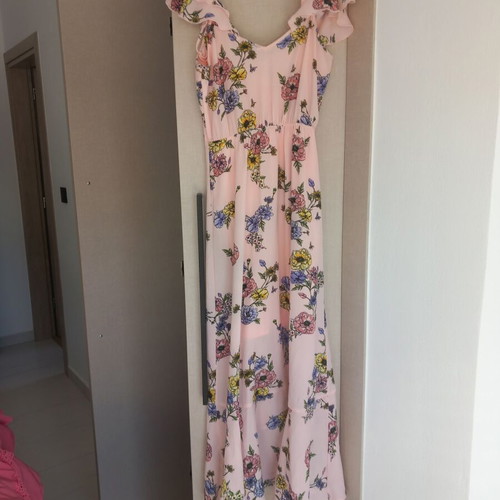 Pink Tom Tailor dress like new with flowers and front slit