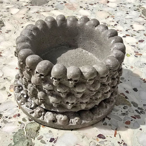 Handmade concrete skull candle holder, gothic decor