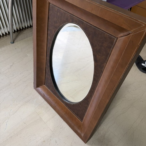Classic mirror with brown frame