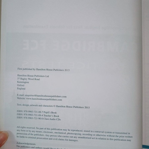 Cambridge FCE Practice Tests 1 Teacher's Book like new