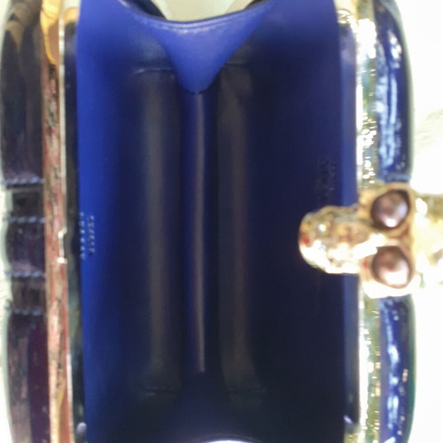 Alexander McQueen Union Jack Skull clutch cobalt blue new with box