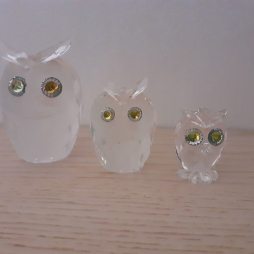 Swarovski owls new, set of 3 (family)