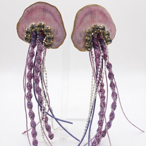 Summer jellyfish earrings new handmade purple